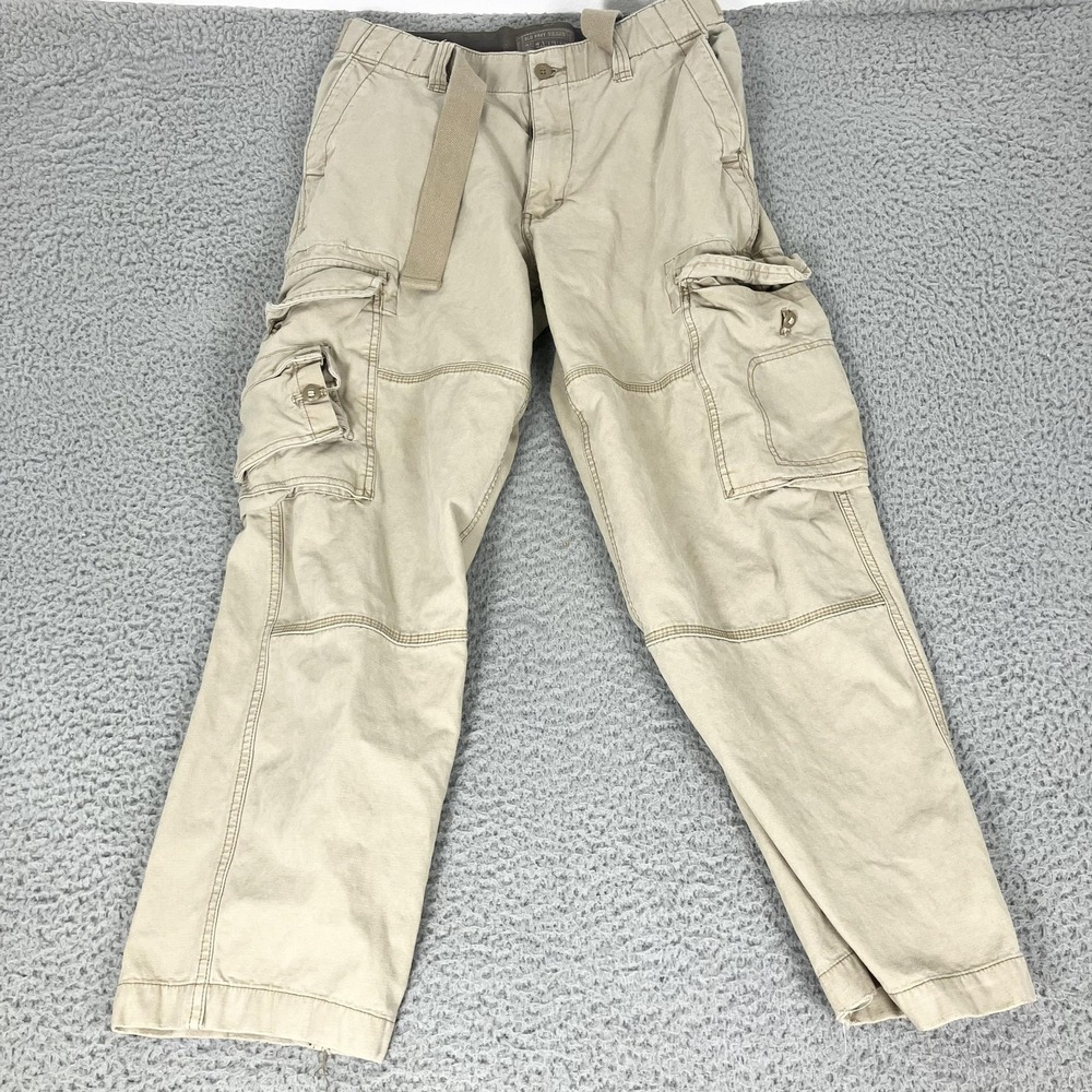 Vintage Old Navy Cargo Pants Mens 31x30 Beige Belted Paratrooper Skater Y2k